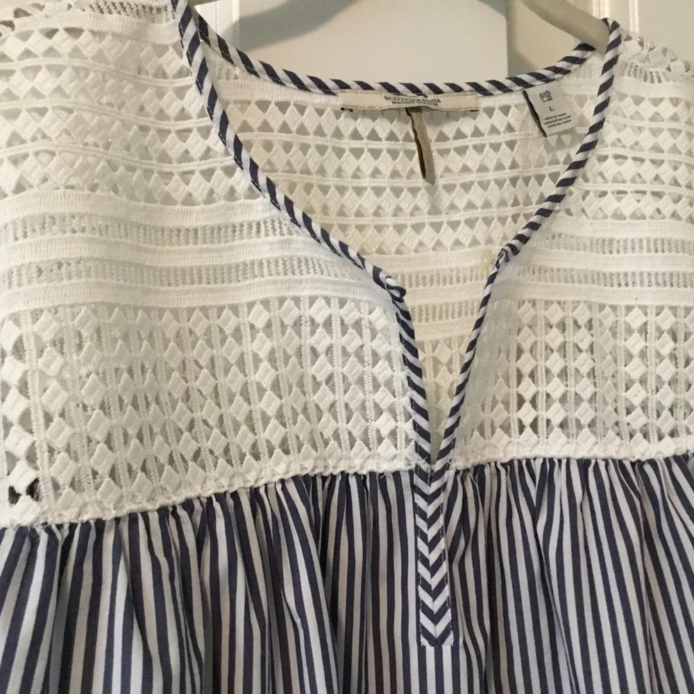 SCOTCH&SODA| Crochet Stripe Bell Sleeve Top - Picture 8 of 11